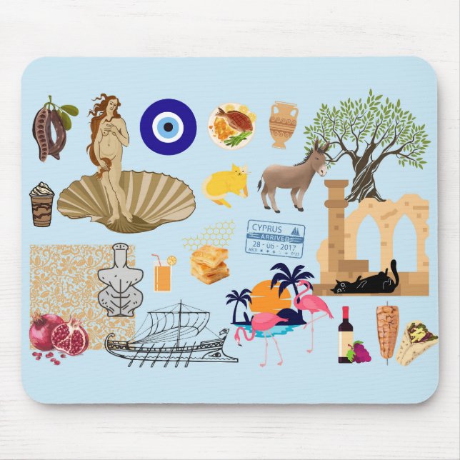 Cyprus Symbols Travel Lovers Mouse Mat (Front)