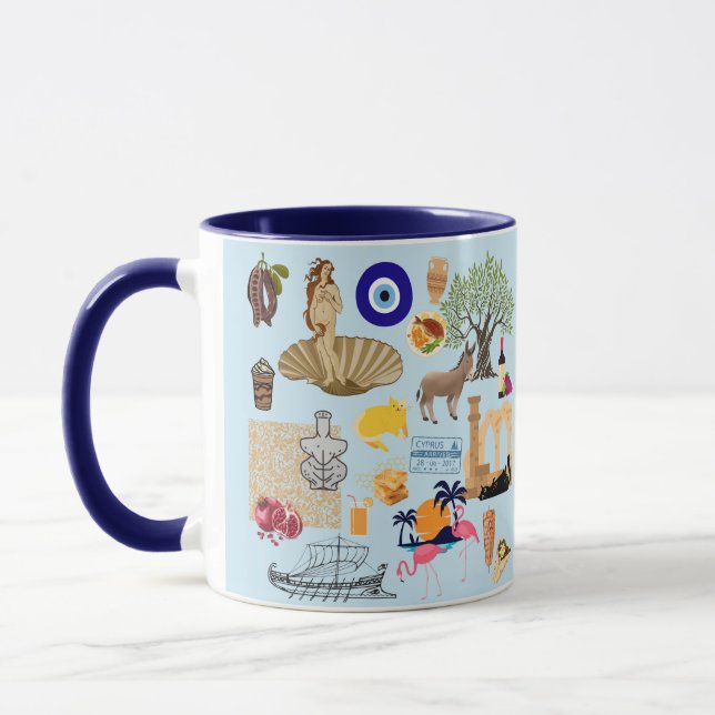 Cyprus Symbols Travel Lovers Mug (Left)
