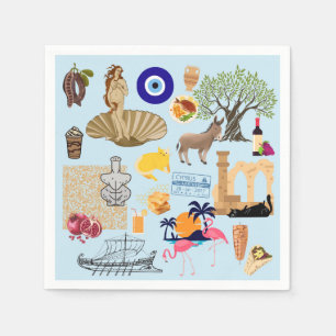 Cyprus Symbols Travel Lovers Napkin