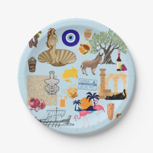 Cyprus Symbols Travel Lovers Paper Plate