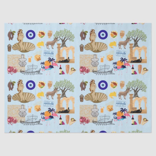  Cyprus Symbols Travel Lovers Tissue Paper (Front)