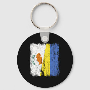 Cyprus Ukraine Half Flag Cypriot Ukrainian Heritag Key Ring