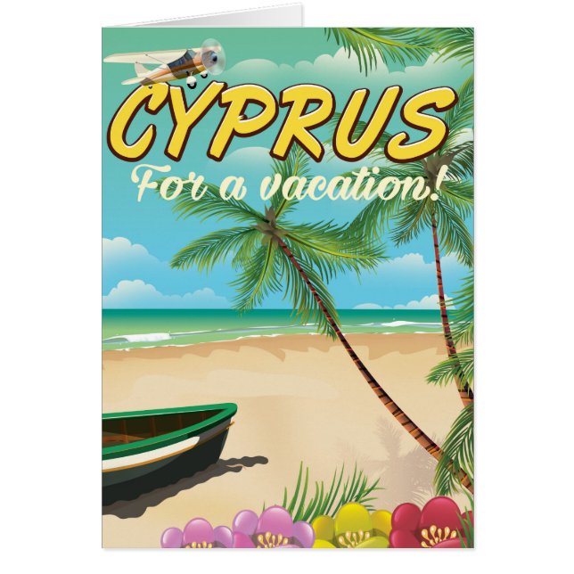 Cyprus vintage beach travel poster (Front)