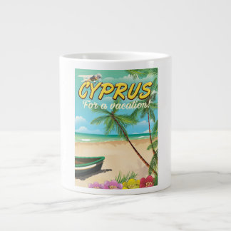 Cyprus vintage beach travel poster large coffee mug