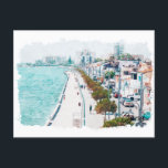 Cyprus Watercolor Beach Vintage Travel Postcard<br><div class="desc">Beautiful cyprus souvenir and artwork for every tourist of the island in the mediterranean sea.</div>