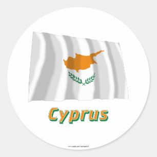 Cyprus Waving Flag with Name Classic Round Sticker