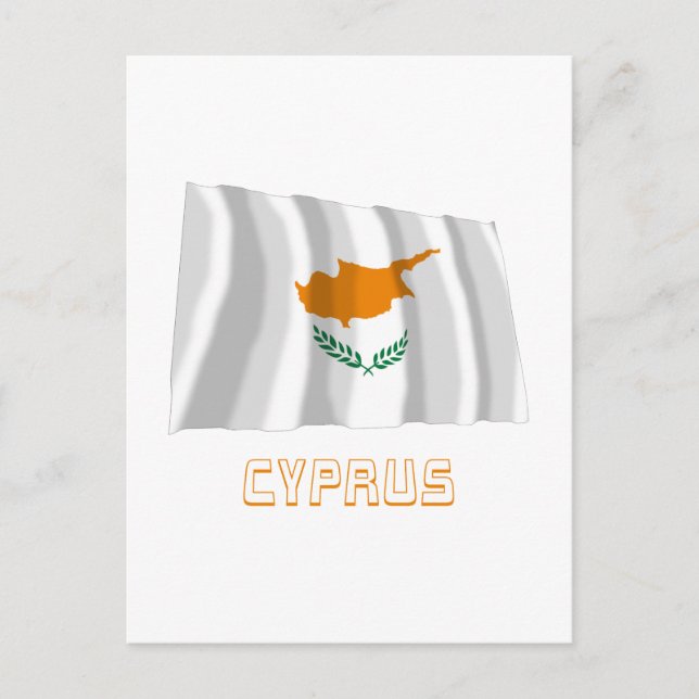 Cyprus Waving Flag with Name Postcard (Front)