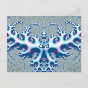 CYRIL~ Icy White and Blue 3D Fractal Design ~   Postcard
