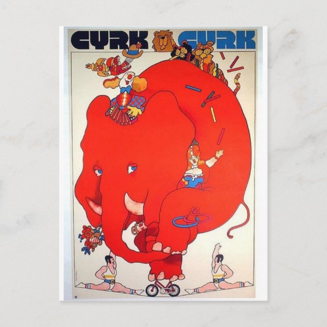 Cyrk Elephant Vintage Poster Postcard (Front)