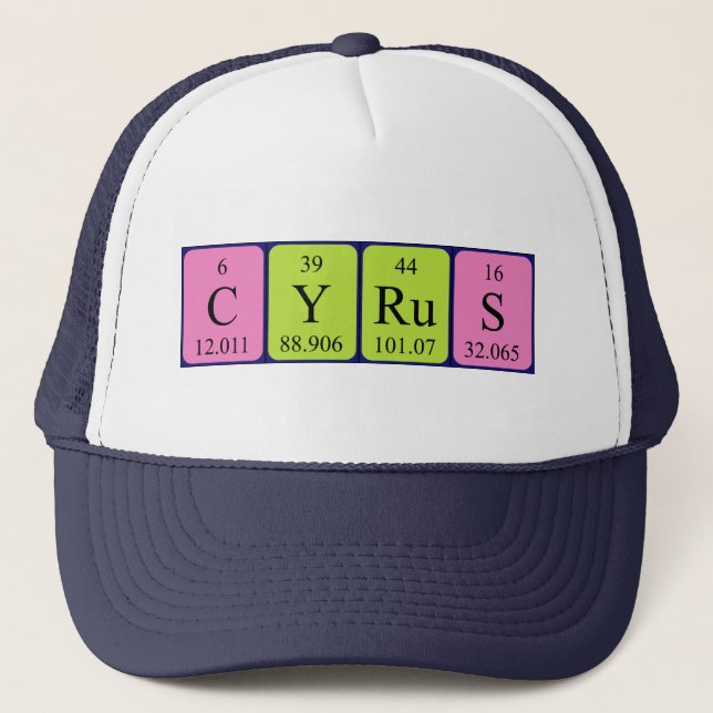 Cyrus periodic table name hat (Front)