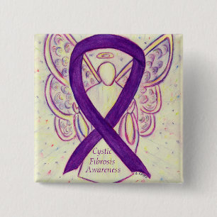 Cystic Fibrosis Awareness Angel Ribbon Art Pin