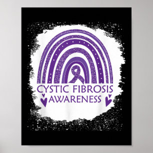 Cystic Fibrosis Awareness Bleached Rainbow Purple Poster