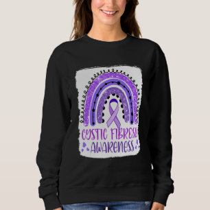 Cystic Fibrosis Awareness Bleached Rainbow Purple Sweatshirt