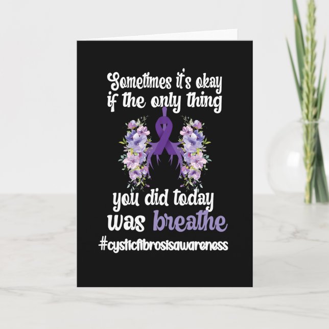 Cystic Fibrosis Awareness CF Warrior Purple Ribbon Card (Front)
