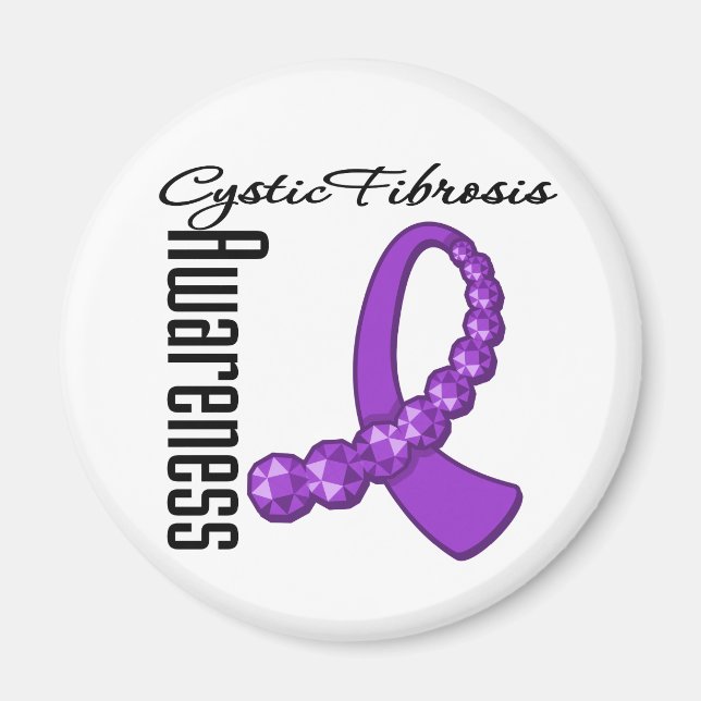 Cystic Fibrosis Awareness Gemstone Ribbon Magnet (Front)