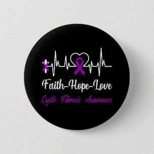 Cystic Fibrosis Awareness Heartbeat Christian Cros 6 Cm Round Badge