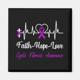 Cystic Fibrosis Awareness Heartbeat Christian Cros Magnet