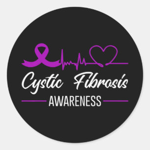 Cystic Fibrosis Awareness Heartbeat Love Purple Ri Classic Round Sticker