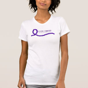 Cystic Fibrosis Awareness Purple Ribbon Beads T-Shirt