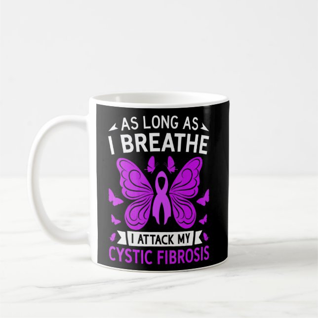 Cystic Fibrosis Awareness Purple Ribbon I Attack M Coffee Mug (Left)