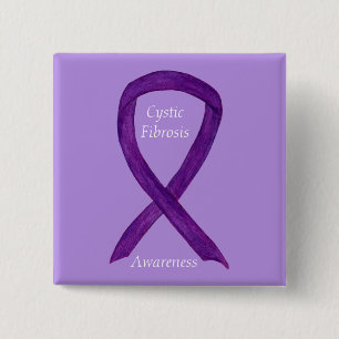 Cystic Fibrosis Awareness Ribbon Custom Art Pin