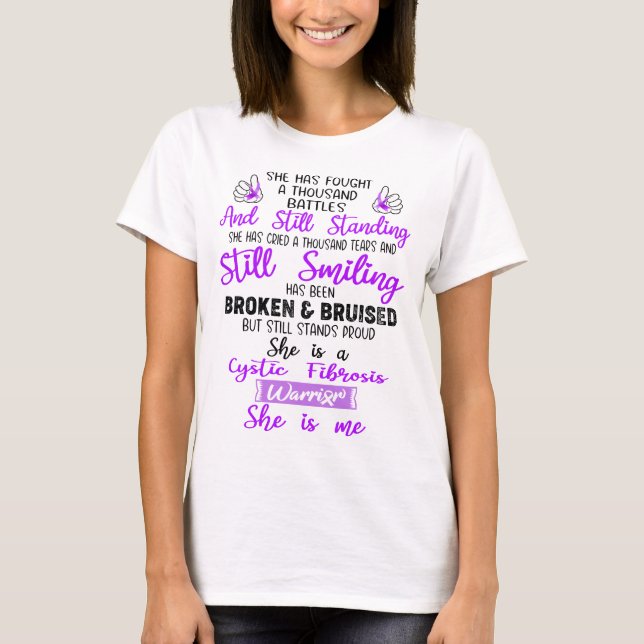 Cystic Fibrosis Awareness Ribbon Support Gifts T-Shirt (Front)
