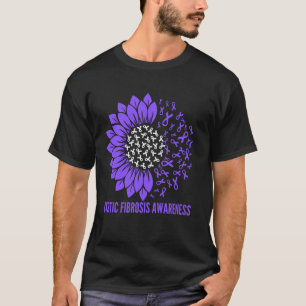 Cystic Fibrosis Awareness Sunfower Ribbon Purple T-Shirt