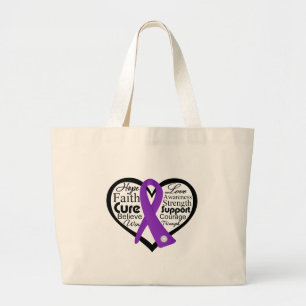 Cystic Fibrosis Heart Ribbon Collage Large Tote Bag
