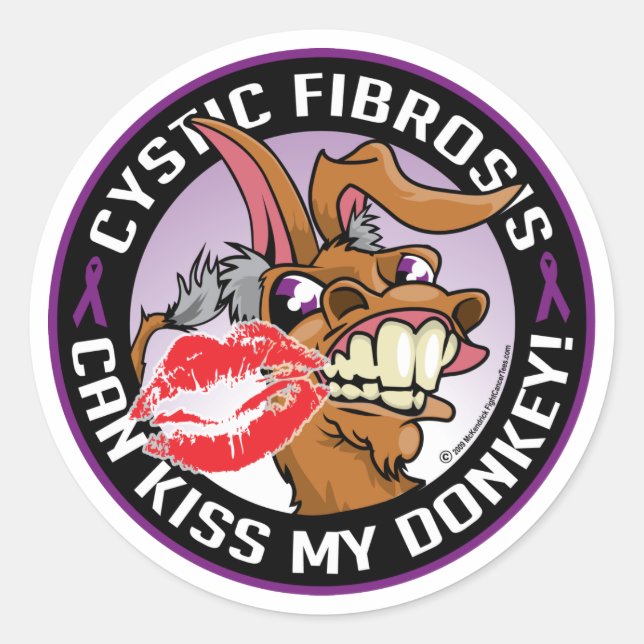 Cystic Fibrosis Kiss My Donkey Classic Round Sticker (Front)