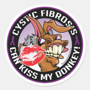 Cystic Fibrosis Kiss My Donkey Classic Round Sticker