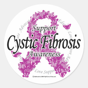 Cystic Fibrosis Ribbon of Butterflies Classic Round Sticker