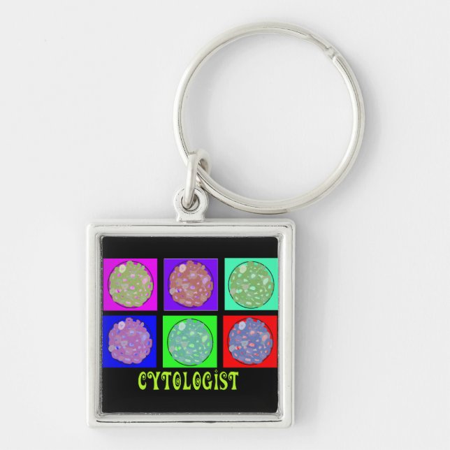 Cytologist Gifts Cells in Petrie Dishes Design Key Ring (Front)