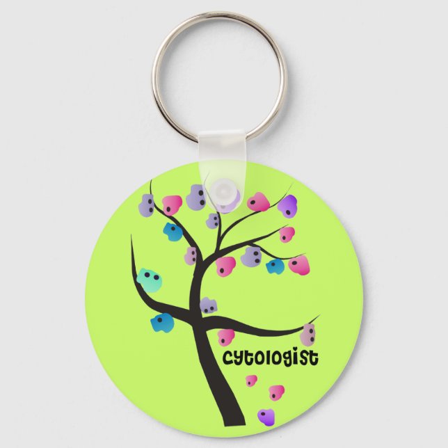 Cytologist Gifts Unique Tree With Cells Design Key Ring (Front)