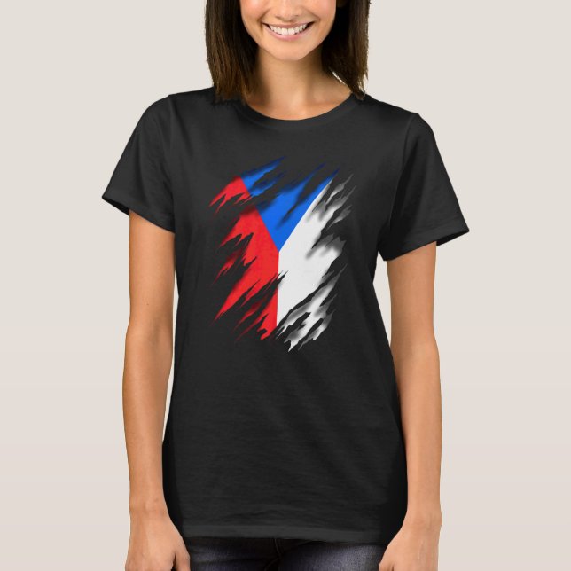 Cze Czech Republic Flag T-Shirt (Front)