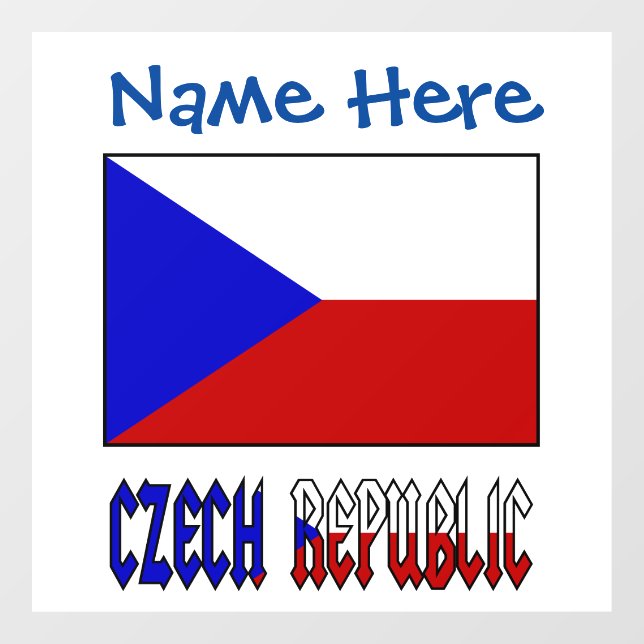 Czech and Czech Republic Flag Blue Personalised Window Cling (Sheet)