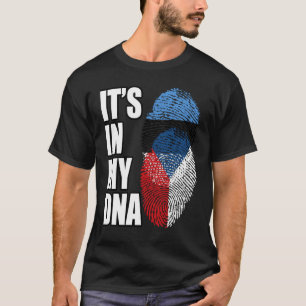 Czech And Estonian Mix DNA Flag Heritage T-Shirt