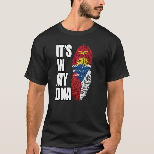 Czech And Kiribati Mix DNA Heritage Flag T-Shirt (Front)