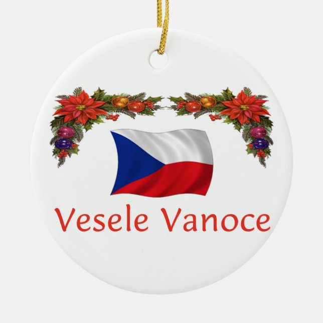 Czech Christmas Ceramic Tree Decoration (Front)