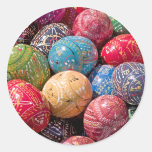 Czech Decorated Easter Eggs Classic Round Sticker