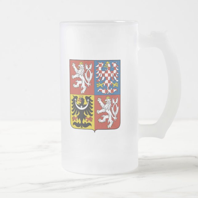 czech emblem frosted glass beer mug (Right)