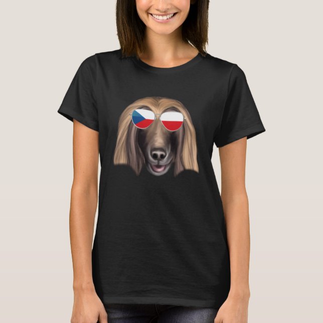 Czech Flag Afghan Hound Dog Czech Republic Pocket T-Shirt (Front)