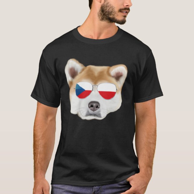 Czech Flag Akita Dog Czech Republic Pocket T-Shirt (Front)