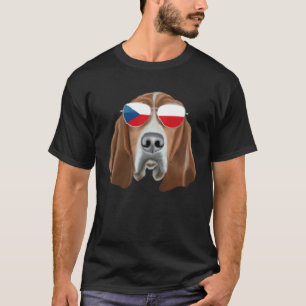 Czech Flag Basset Hound Dog Czech Republic Pocket T-Shirt