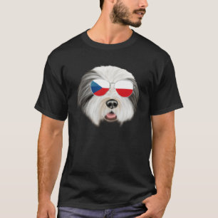 Czech Flag Bearded Collie Dog Czech Republic Pocke T-Shirt