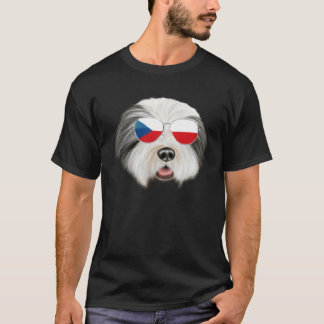 Czech Flag Bearded Collie Dog Czech Republic Pocke T-Shirt