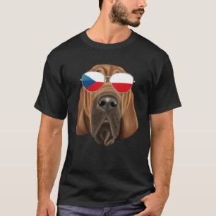 Czech Flag Bloodhound Dog Czech Republic Pocket T-Shirt