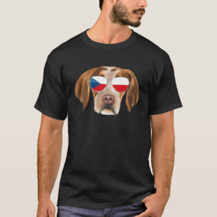 Czech Flag Brittany Dog Czech Republic Pocket T-Shirt