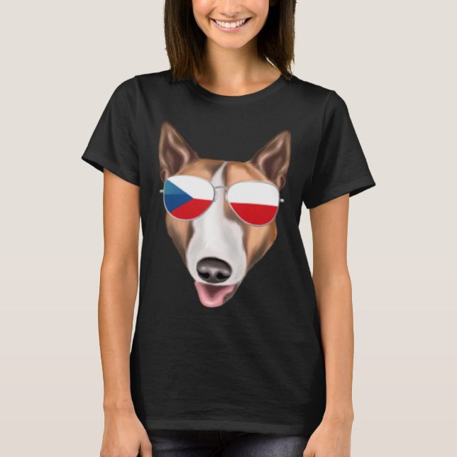 Czech Flag Bull Terrier Dog Czech Republic Pocket T-Shirt (Front)
