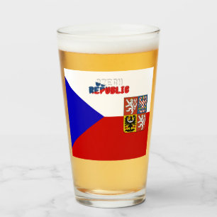 Czech flag-coat of arms glass