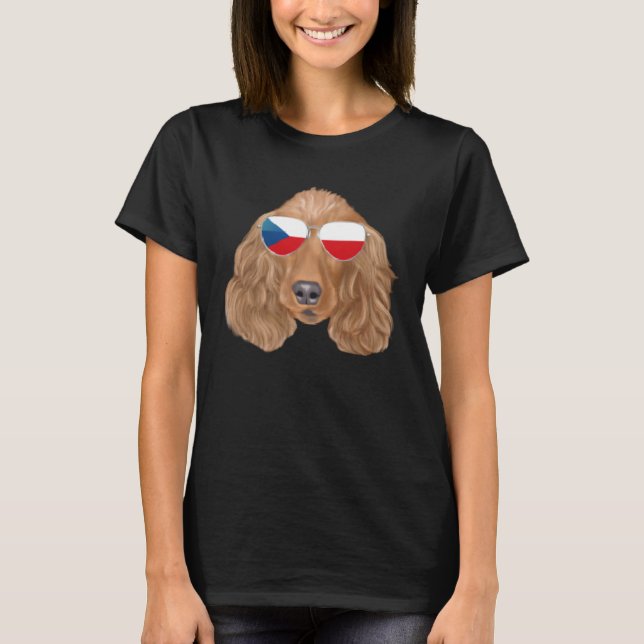 Czech Flag Cocker Spaniel Dog Czech Republic Pocke T-Shirt (Front)